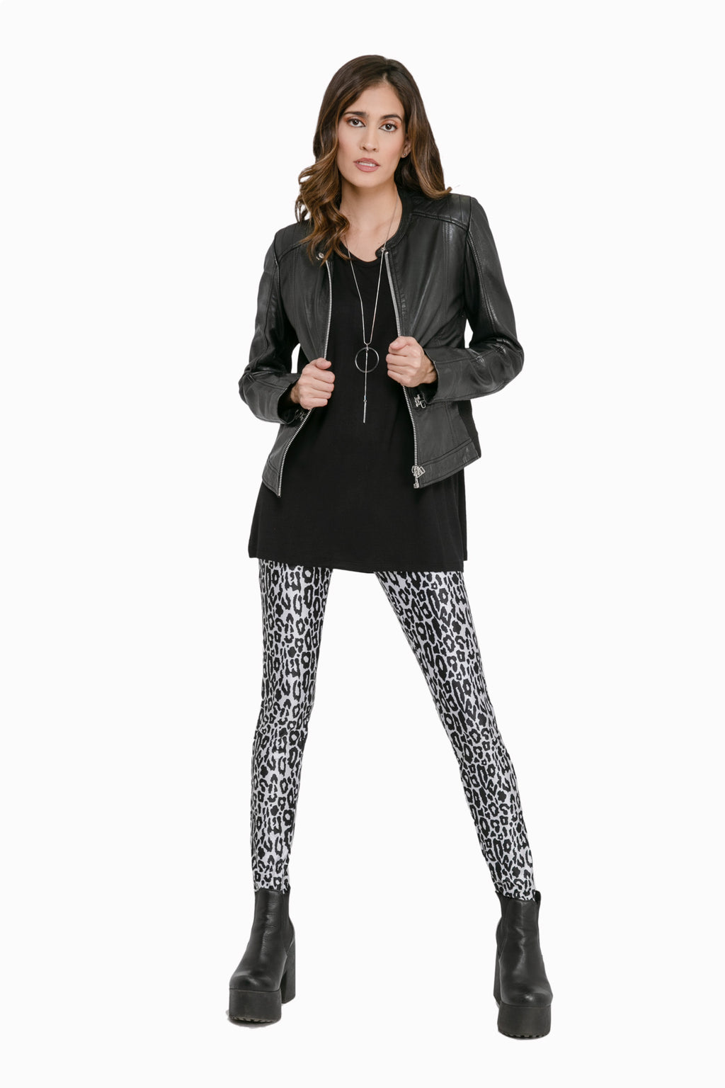 Legging Leopardo Blanco y Negro
