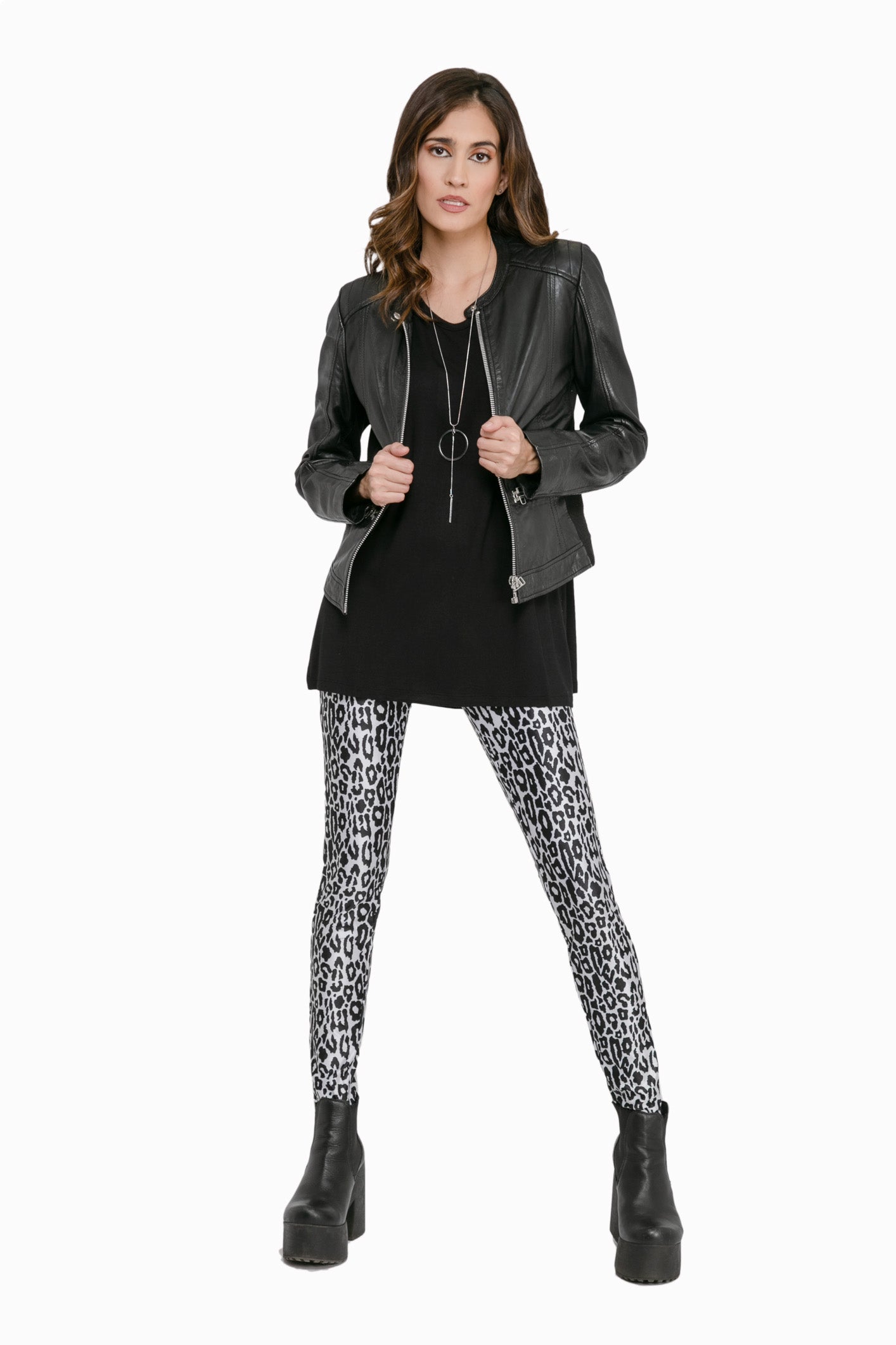 Legging Leopardo Blanco y Negro
