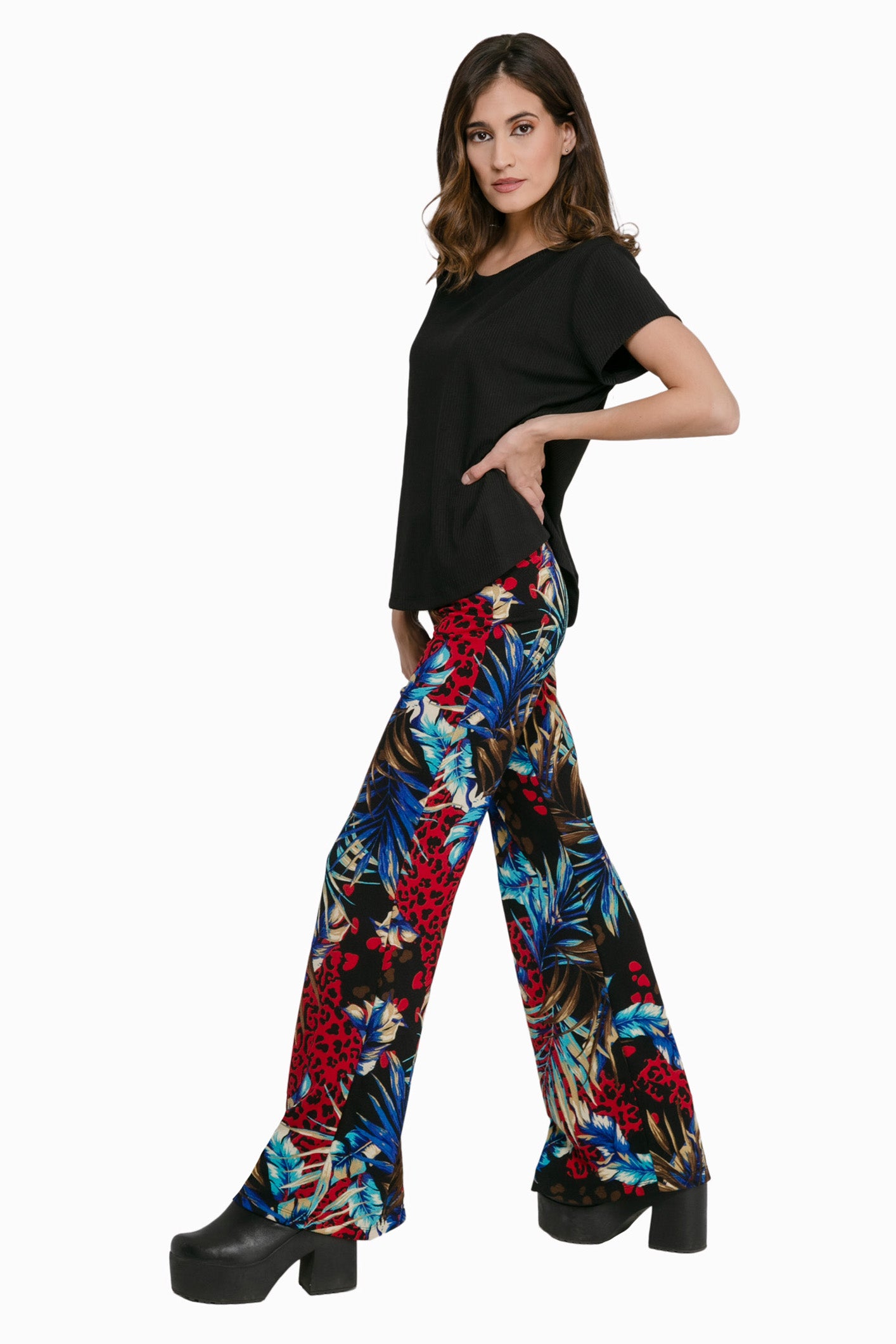 Pantalón Sofía Tropical Print Rojo