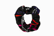 Scrunchie Negro Tropical Print