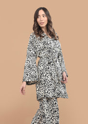 Kimono María Animal Print Negro