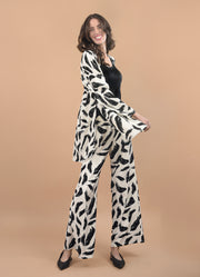 Pantalón Liliana Blanco Plumas Negras