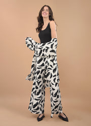 Pantalón Liliana Blanco Plumas Negras
