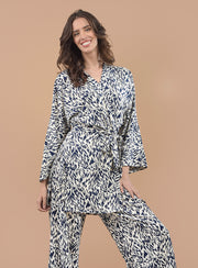 Kimono María Animal Print Azul