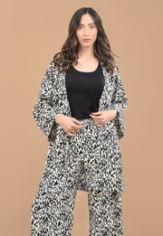 Kimono María Animal Print Negro