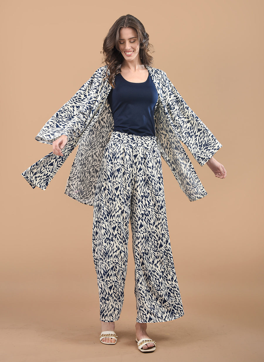 Kimono María Animal Print Azul